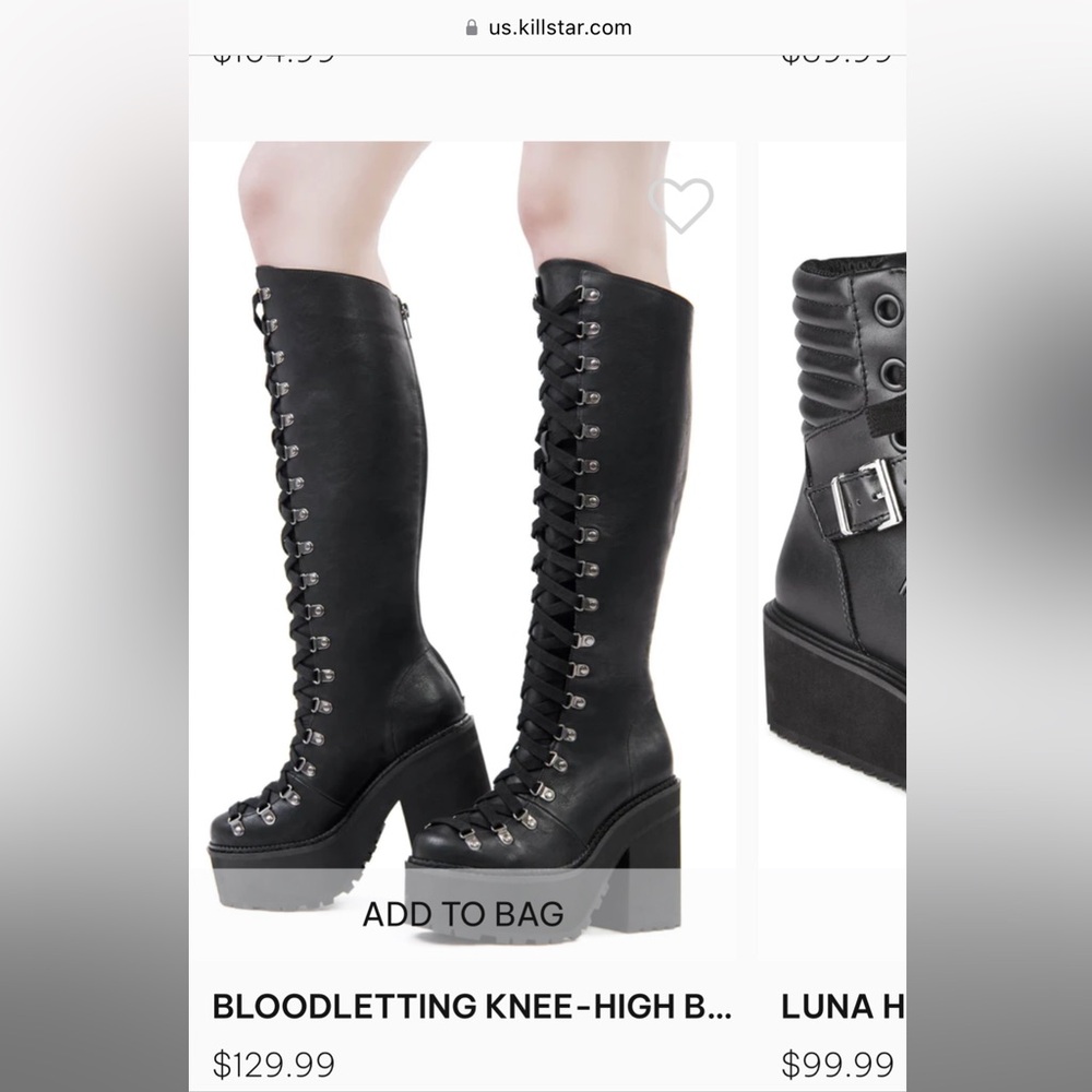 Killstar Women's Black Knee-High Boots